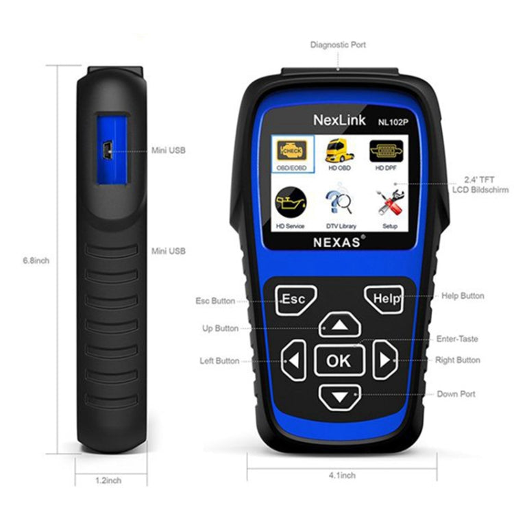 NexLink NL102P Diesel Mechanical Heavy Truck Car 2 In 1 Car Scanner OBD2 Detection - free shipping - PMC TechLife - Order now!