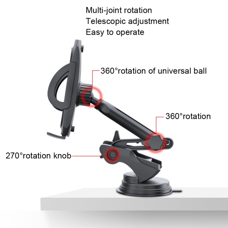 Yesido C111 Double Pole Rotating Telescopic Arm Car Bracket(Black) - free shipping - PMC Jewellery - Order now!