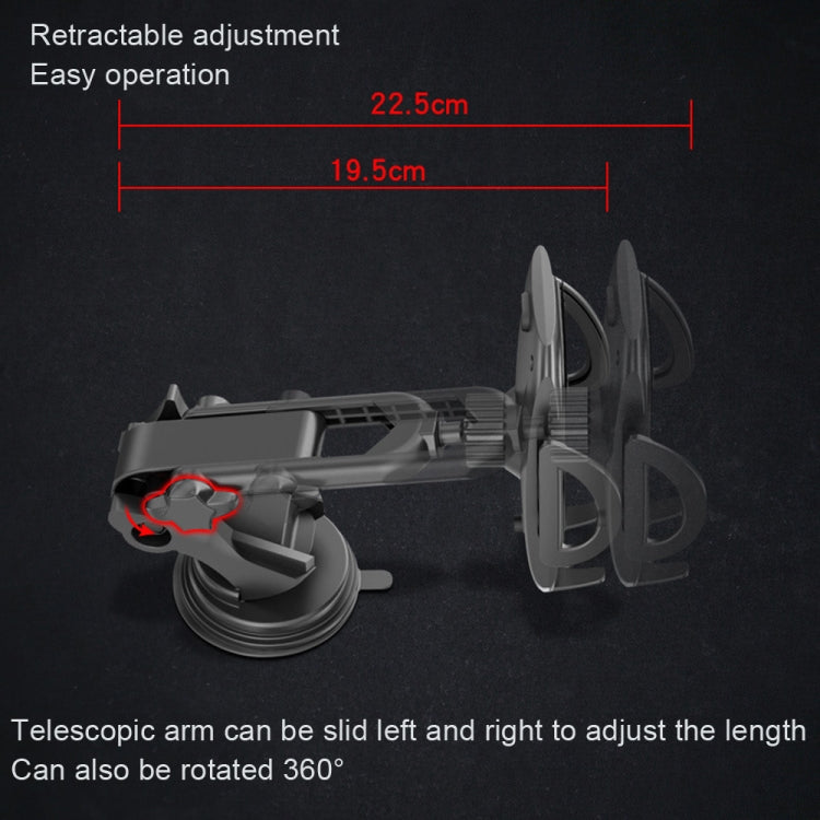 Yesido C111 Double Pole Rotating Telescopic Arm Car Bracket(Black) - free shipping - PMC Jewellery - Order now!