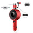 3 In 1 USB Dual Cable Single Pull Retractable Car Charger(Red) - Car Charger by PMC TechLife | Online Shopping South Africa | PMC TechLife