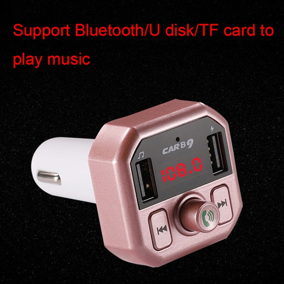 B9 Smart Digital Display Dual USB Bluetooth Car Charger with Hands-free Call Function(Gold)