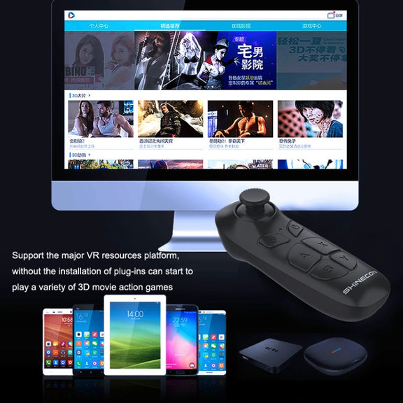 VR SHINECON SC-B03 VR Game Wireless Bluetooth Remote Control Handle Selfie Stick RC Video Playback(Black)