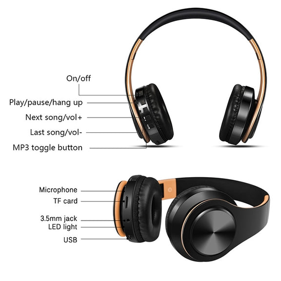 LPT660 Bluetooth Wireless Headset HIFI Stereo Sports Headphones(White+Rose Gold)