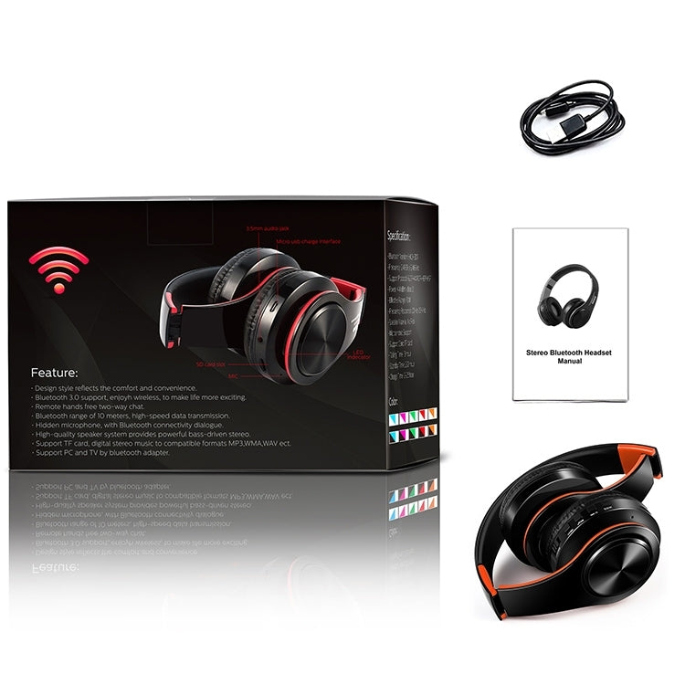 LPT660 Bluetooth Wireless Headset HIFI Stereo Sports Headphones(Black+Orange) - Headset & Headphone by PMC TechLife | Online Shopping South Africa | PMC TechLife
