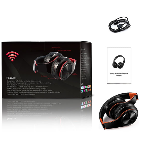 LPT660 Bluetooth Wireless Headset HIFI Stereo Sports Headphones(Black+Gold)