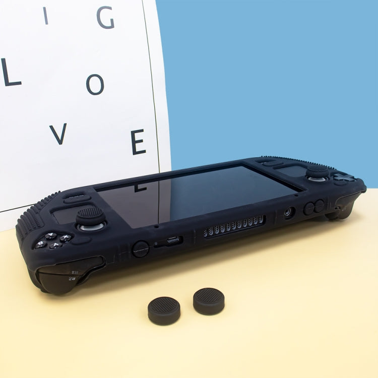For Steam Deck V V4-1 Pocket Consoles Silicone Non-slip Protective Case with Holder Function(Black)