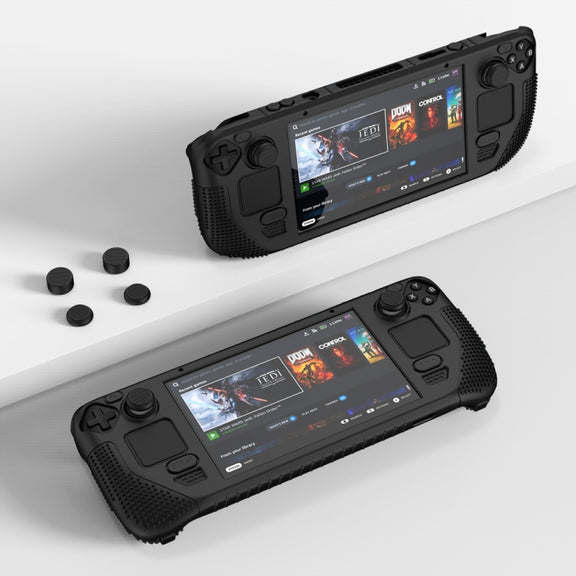 For Steam Deck V V4-1 Pocket Consoles Silicone Non-slip Protective Case with Holder Function(Red)