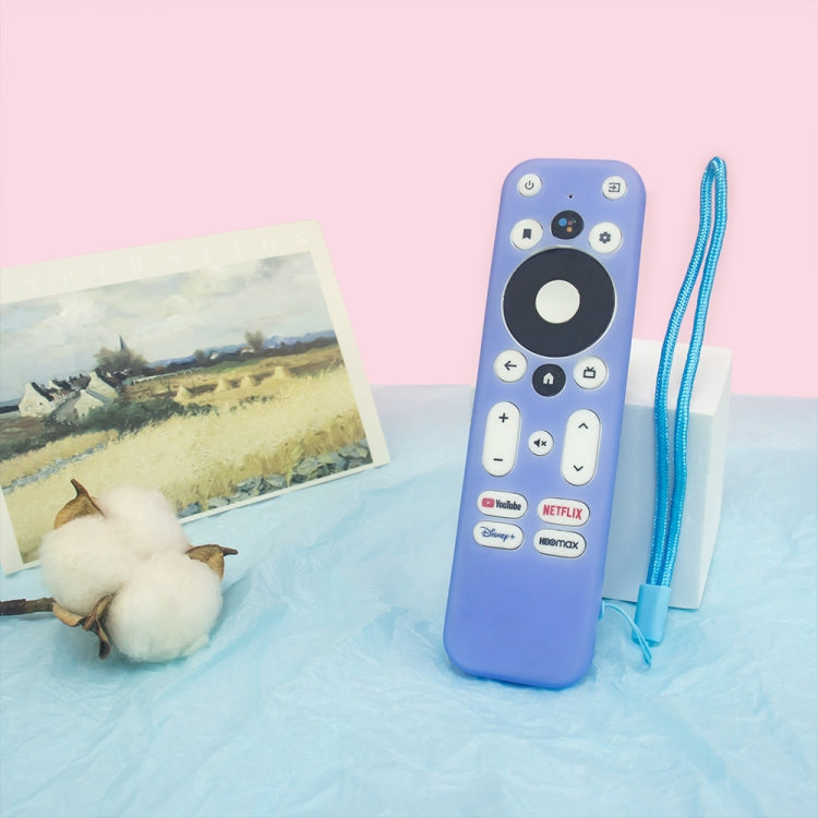 For ONN Android TV 4K UHD Streaming Device Y55 Anti-Fall Silicone Remote Control Cover(Luminous Blue)