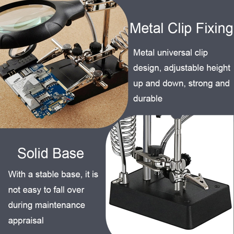 16129-C 2.5X/7.5X/10X LED Lighting Auxiliary Bracket Maintenance Magnifier(EU Plug) - Others by PMC TechLife | Online Shopping South Africa | PMC TechLife