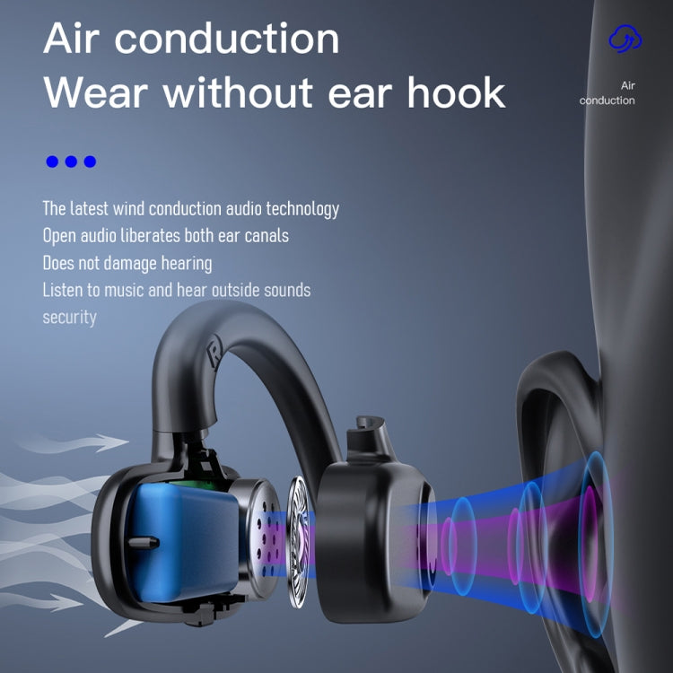 Bone Conduction Concepts Digital Display Stereo Bluetooth Earphones, Style: Single Ear(Blue)