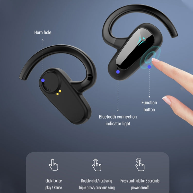 Bone Conduction Concepts Digital Display Stereo Bluetooth Earphones, Style: Single Ear(Black)