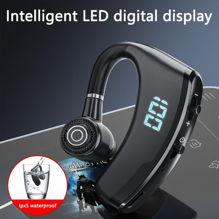V19S Wireless Bluetooth Headset Digital Display With Charging Bin Mobile Power Function(Black)