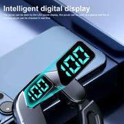 V19 Bone Conduction Digital Display Stereo Hanging Ear Sports Bluetooth Headset(Blue)