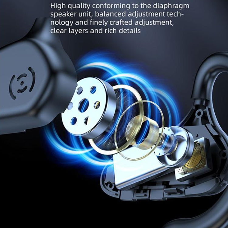 YX02 With Digital Display Hanging Ear Bone Conduction Bluetooth Headset(Grey) - Bluetooth Earphone by PMC TechLife | Online Shopping South Africa | PMC TechLife