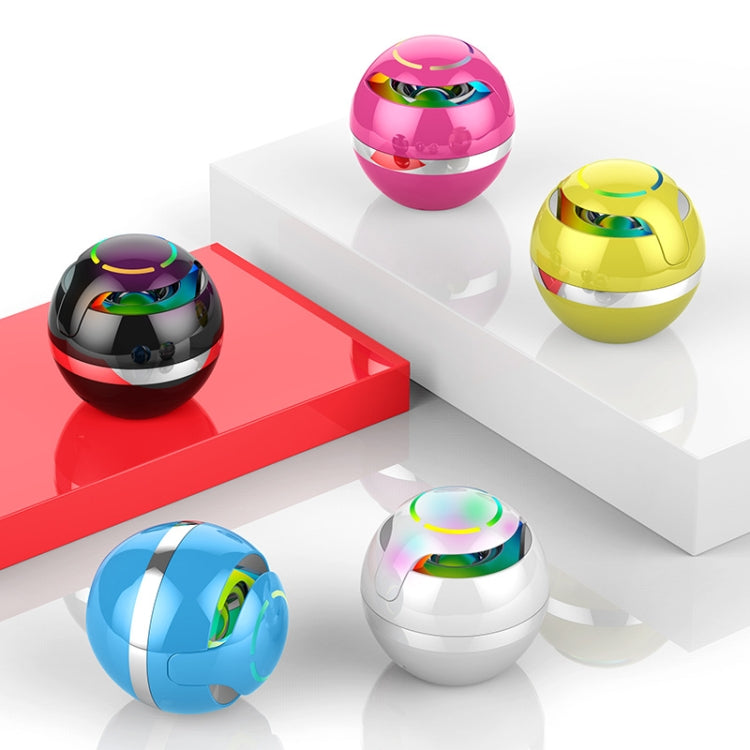 GS009 Bluetooth 4.2 Round Ball Small Speaker With Colorful Light Support TF Card / FM(White)
