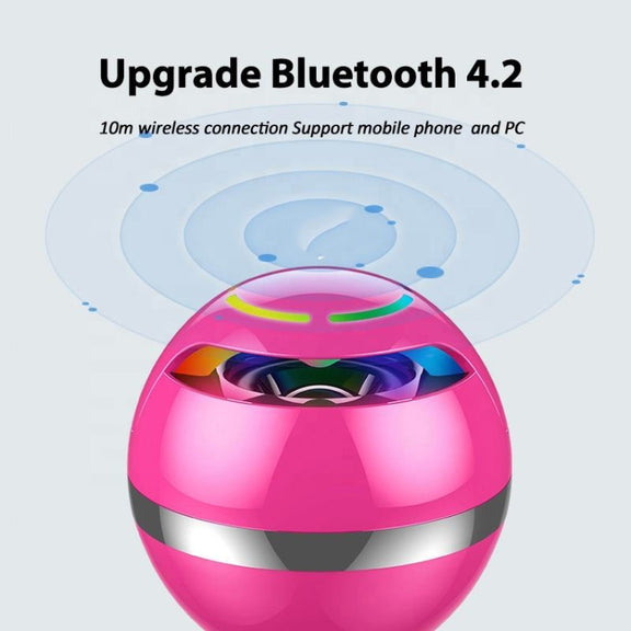 GS009 Bluetooth 4.2 Round Ball Small Speaker With Colorful Light Support TF Card / FM(White)