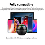 GS009 Bluetooth 4.2 Round Ball Small Speaker With Colorful Light Support TF Card / FM(White)