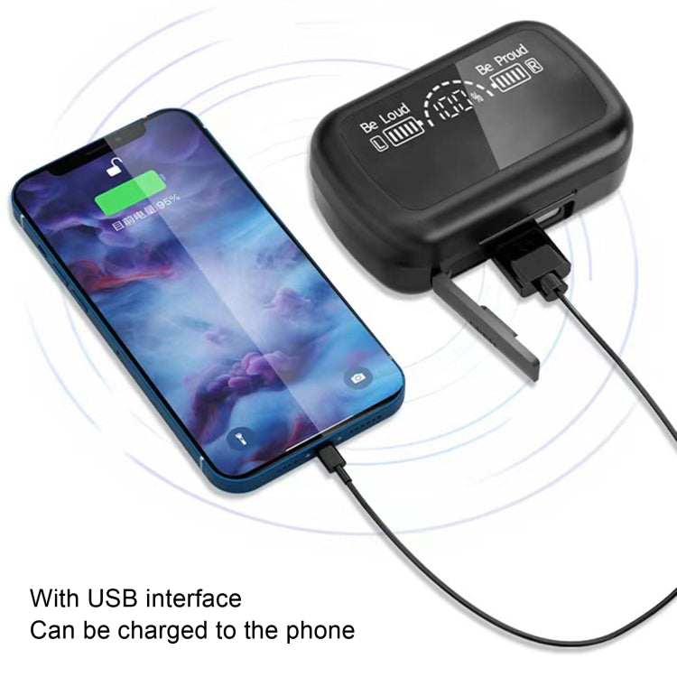 SKY10 Charging Bin Stereo Digital Display Mini Invisible Bluetooth Headset(Black) - Bluetooth Earphone by PMC TechLife | Online Shopping South Africa | PMC TechLife