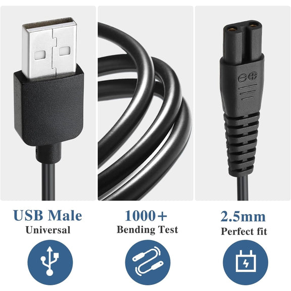 For Xiaomi Mijia MJTXD01SKS Electric Shaver USB Charging Cable Power ,Spce:  2pcs Cable+CN Plug