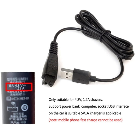 3pcs 4.8V 1.25A USB Charging Cable for Panasonic Electric Shaver ES-LM31 ES-PLM3B