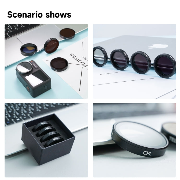 For DJI OSMO Action 3 / 4 TELESIN ND CPL Filter Set Aluminium Alloy Frame Lens(CPL+ND8/16/32 Set) - free shipping - PMC Jewellery - Order now!