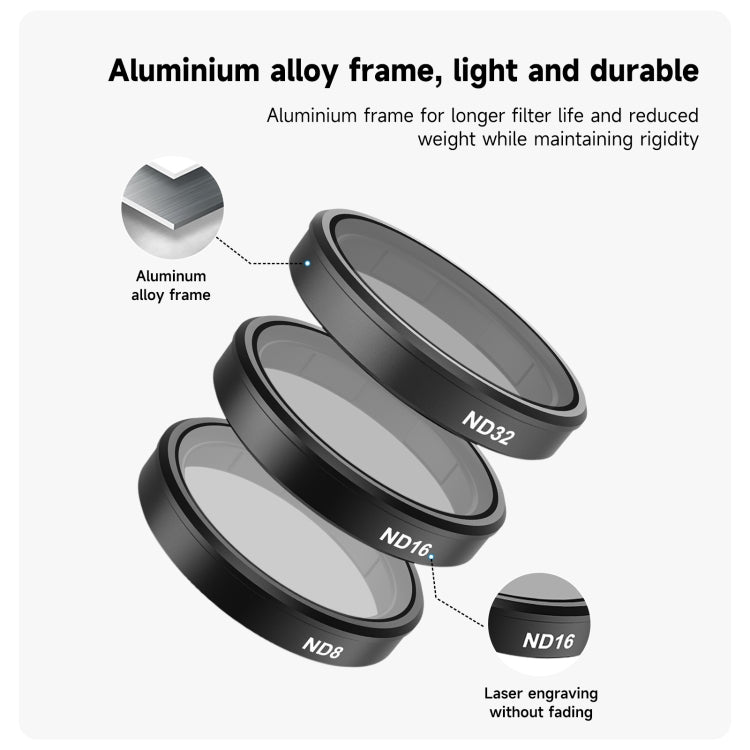 For DJI OSMO Action 3 / 4 TELESIN ND CPL Filter Set Aluminium Alloy Frame Lens(CPL+ND8/16/32 Set) - free shipping - PMC TechLife - Order now!