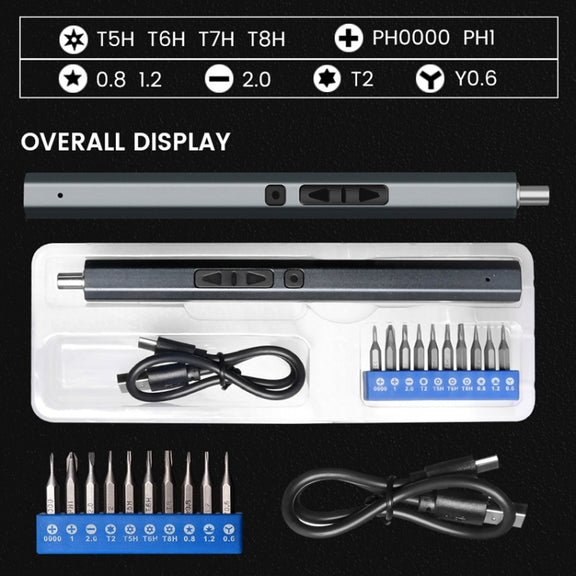 11 In 1 Rechargeable Mini Electric Screwdriver Set With 3LED Lighting