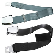 Two Point Aircraft Buckle Adjustable Seat Belt Extended Band(Black)