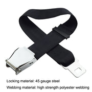 Two Point Aircraft Buckle Adjustable Seat Belt Extended Band(Black)