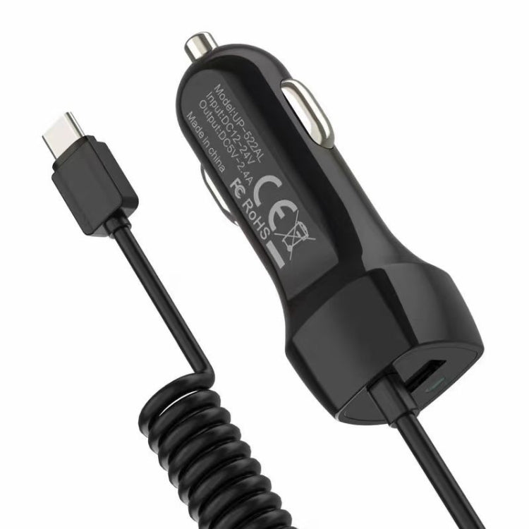 522AL Fast Charging With Cable Car Charging, Output Interface: Type-C/USB-C (Black) - free shipping - PMC TechLife - Order now!