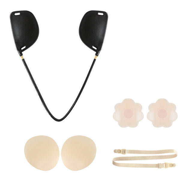 XD00001 Molding Silicone Nipple Sticker Frontless Bra Adjustable Anti-sag Push-up Bra Kit(V-type Skin-color)