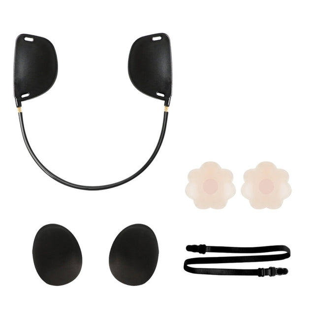 XD00001 Molding Silicone Nipple Sticker Frontless Bra Adjustable Anti-sag Push-up Bra Kit(U-type Black)