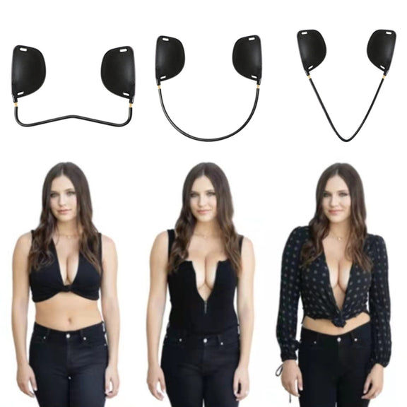 XD00001 Molding Silicone Nipple Sticker Frontless Bra Adjustable Anti-sag Push-up Bra Kit(V-type Black)