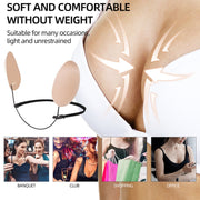 XD00001 Molding Silicone Nipple Sticker Frontless Bra Adjustable Anti-sag Push-up Bra Kit(V-type Black)