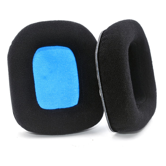 For Logitech Astro A20 2pcs Fleece Memory Foam Headphone Covers Earmuffs(Black Blue Net)