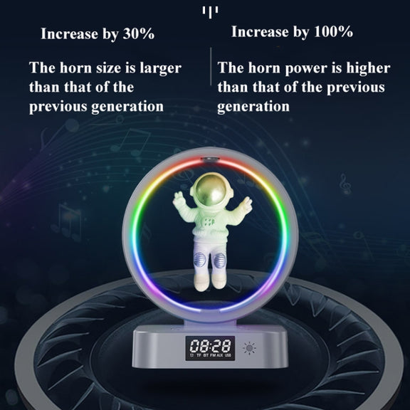 Y-558 Magnetic Levitation Astronaut TWS Bluetooth Speaker With RGB Light,Style: Golden Clock Model