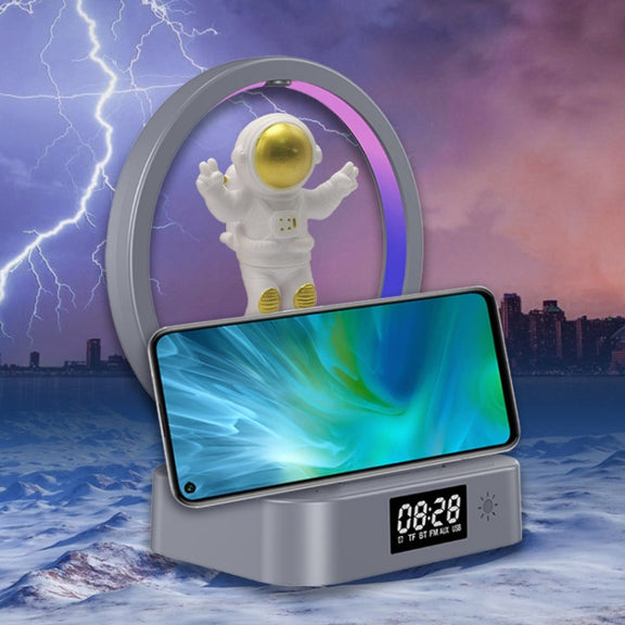 Y-558 Magnetic Levitation Astronaut TWS Bluetooth Speaker With RGB Light,Style: Golden Clock Model