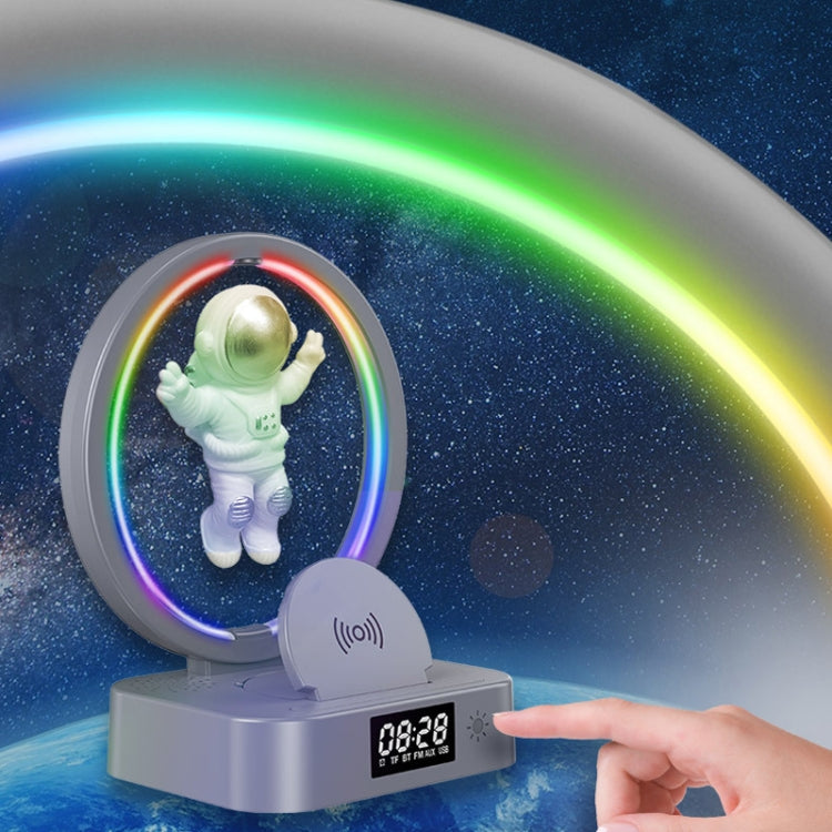 Y-558 Magnetic Levitation Astronaut TWS Bluetooth Speaker With RGB Light,Style: Silver Clock Model - Desktop Speaker by PMC TechLife | Online Shopping South Africa | PMC TechLife