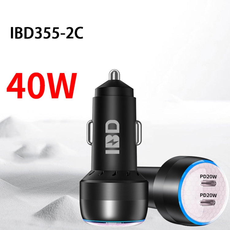 IBD355-2C PD20W+PD20W Smart Car Mobile Phone Charger(Yellow) - Car Charger by PMC TechLife | Online Shopping South Africa | PMC TechLife