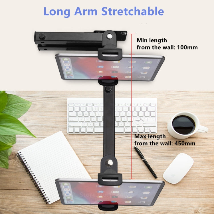 Wall Mount Tablet Cell Phone Stand Long Arm Stretchable Holder for 4-13 inch Devices(Two Sections) - free shipping - PMC TechLife - Order now!