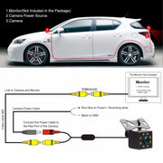 R0003 LED Fill Light External Reversing Video Camera HD Night Vision CCD Car Camera 12 Lights Camera(N System)