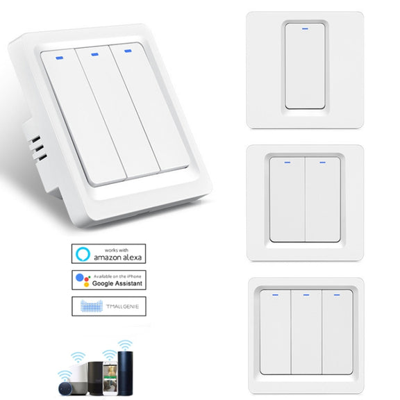 Tuya ZigBee Smart Single-fire Zero-fire Sharing Switch Phone Control Voice Panel EU Plug, Spec: 2 Buttons