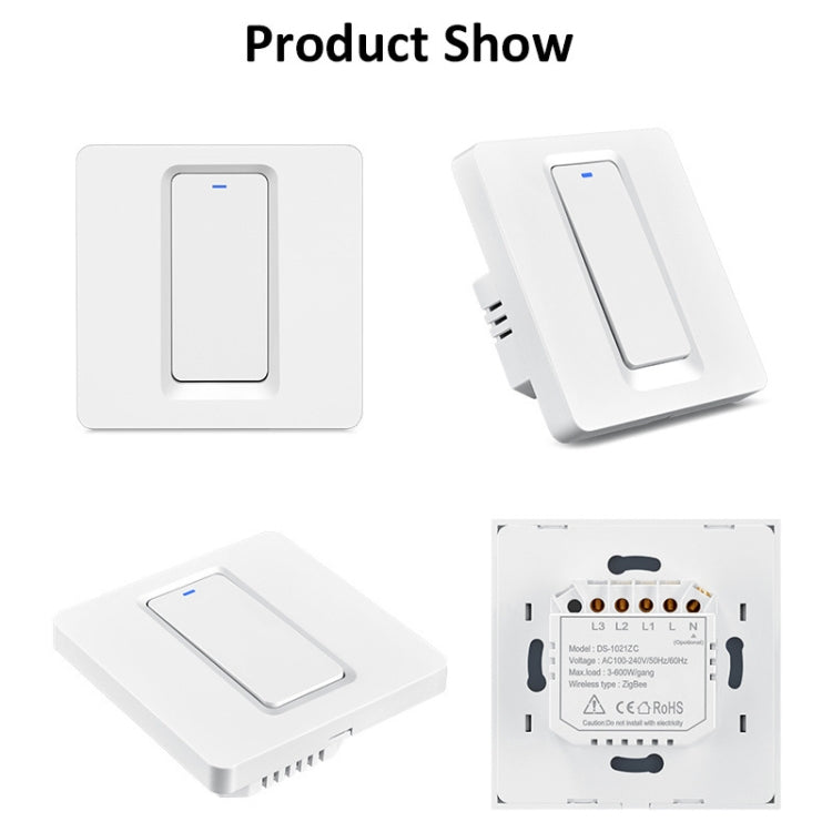 Tuya ZigBee Smart Single-fire Zero-fire Sharing Switch Phone Control Voice Panel EU Plug, Spec: 3 Buttons