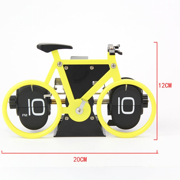 HY-F087 Retro Bicycle Shape Automatic Flip Home Decorative Turning Clock(White)