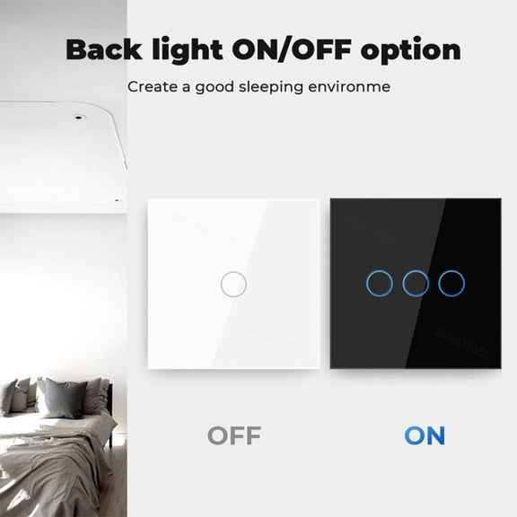 Tuya ZigBee Zero Firewire Touch Wall Remote Control Switch Light Control Voice Switch EU Plug, Style: 1 Gang (White)