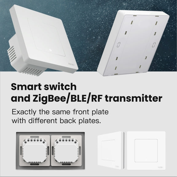 Tuya ZigBee Smart Single-fire Zero-fire Sharing Timing Voice Wall Switch EU Plug, Style: 1 Way (White)