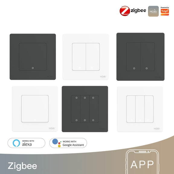 Tuya ZigBee Smart Single-fire Zero-fire Sharing Timing Voice Wall Switch EU Plug, Style: 3  Ways (White)