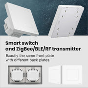 Tuya ZigBee Smart Single-fire Zero-fire Sharing Timing Voice Wall Switch EU Plug, Style: 3  Ways (White)