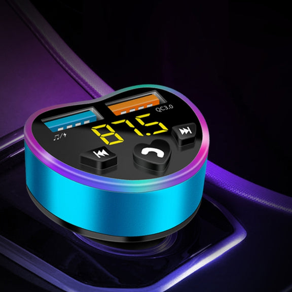 Car MP3 Bluetooth Player FM Transmitter Multifunctional Car Charger, Model: 4.8A Black
