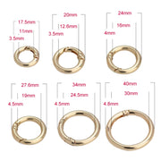 20pcs Zinc Alloy Spring Ring Metal Open Bag Webbing Keychain, Specification: 6 Points Light Gold